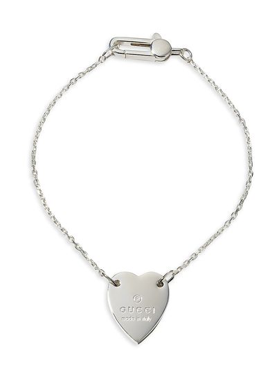 Gucci Women's Heart Charm Sterling Silver Bracelet