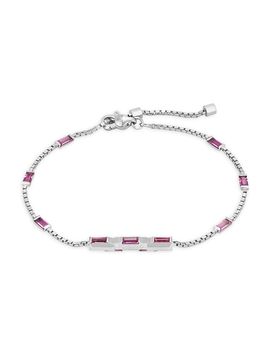 Gucci Women's Link To Love 18K White Gold & Rubellite Bar Charm Bracelet/6.3-6.7"
