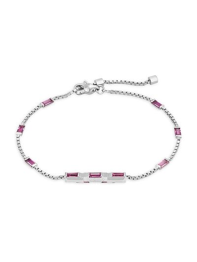 Gucci Women's Link To Love 18K White Gold & Rubellite Bar Charm Bracelet/6.3-6.7"