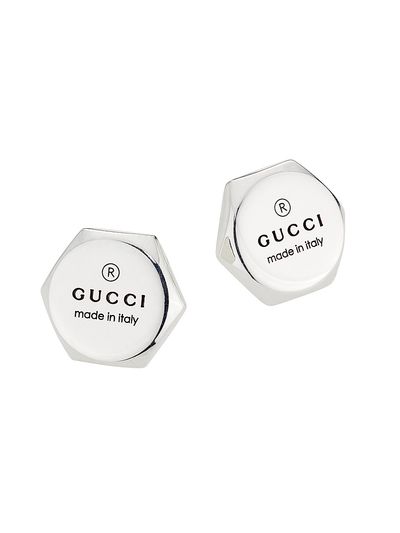 Gucci Women's Logo-Engraved Sterling Silver Stud Earrings