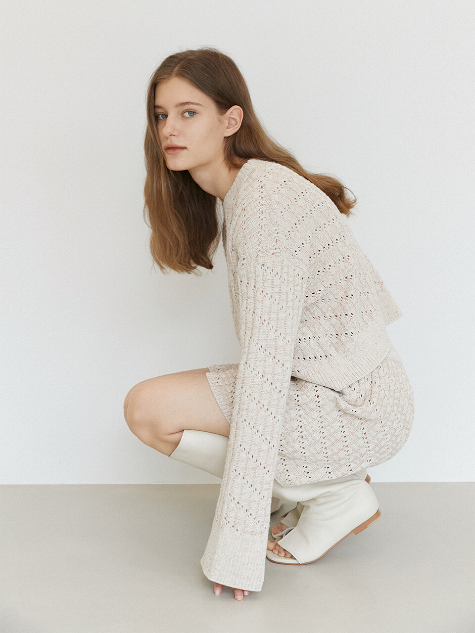 gu_de Elina Crop Knit Top - Powder