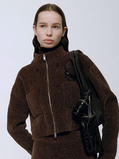gu_de Wool Blend Tailored Knit Jacket [Umber]