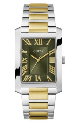 GUESS GUESS Clyde Two-Tone Bracelet Tank Watch, 34mm