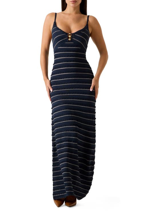 GUESS GUESS Emeri Scallop Striped Maxi Dress