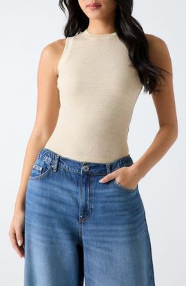 GUESS GUESS Francine Hotfix Smocked Sleeveless Top