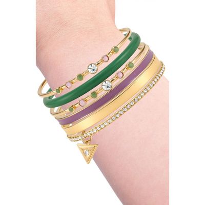 GUESS GUESS Gold-Tone Crystal & Multi Stone Bangle Bracelet Set 