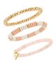 GUESS GUESS Gold-Tone Stretch Bracelet Set with Rose Quartz & Pink Stones  - 1