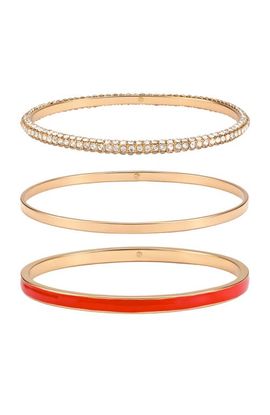 GUESS GUESS Gold-Tone Trio Crystal Bangle Set 