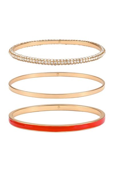 GUESS GUESS Gold-Tone Trio Crystal Bangle Set 