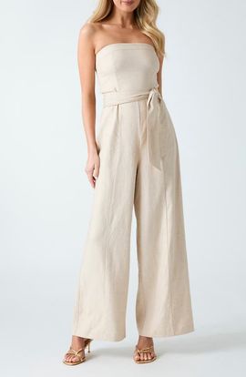 GUESS GUESS Jackie Strapless Linen Blend Jumpsuit