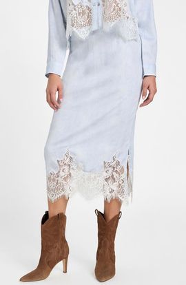 GUESS GUESS Lana Lace Trim Midi Skirt
