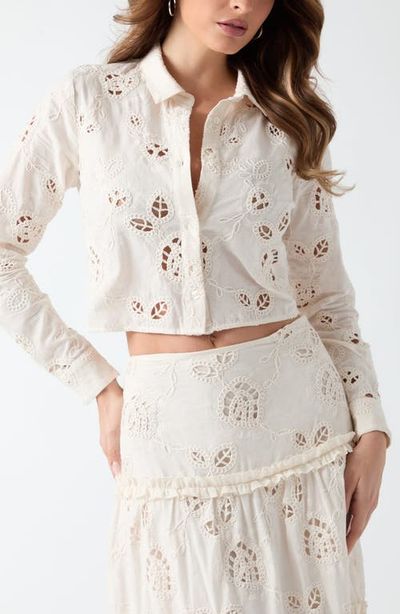 GUESS GUESS Lenora Embroidered Eyelet Crop Top