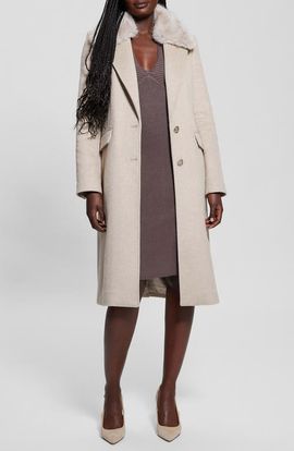 GUESS GUESS Nancy Coat with Removable Faux Fur Collar