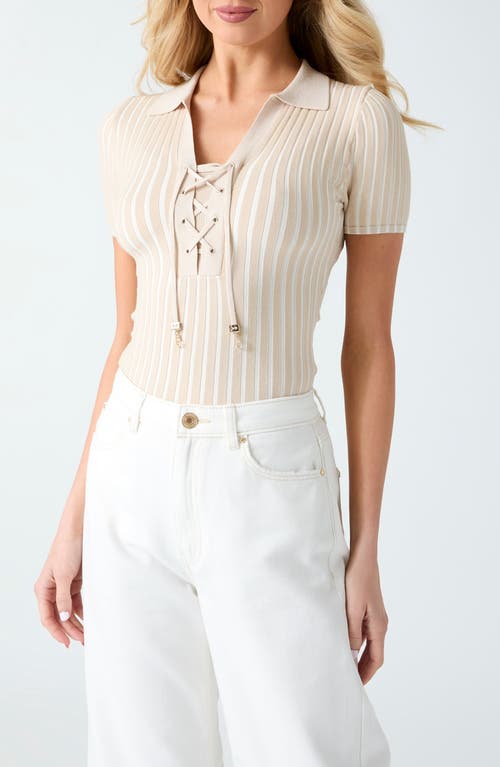GUESS GUESS Regina Lace-Up Short Sleeve Polo Sweater