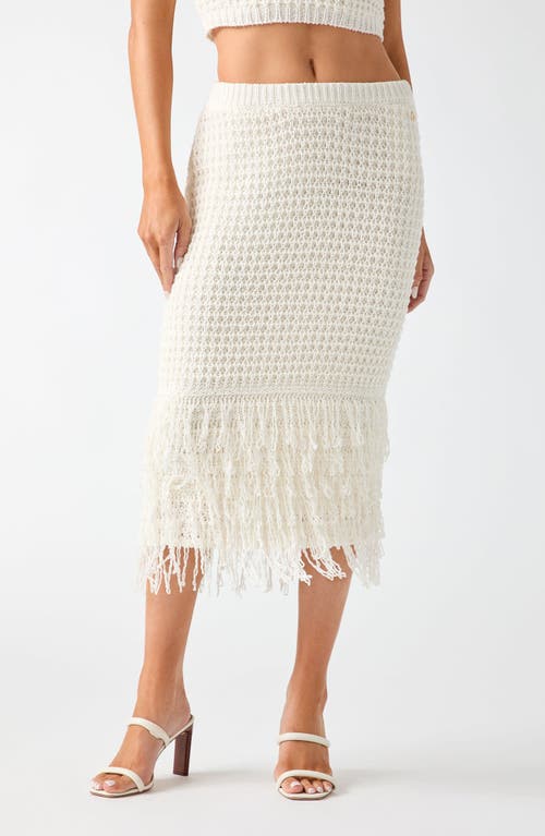GUESS GUESS Remi Open Stitch Fringe Midi Skirt