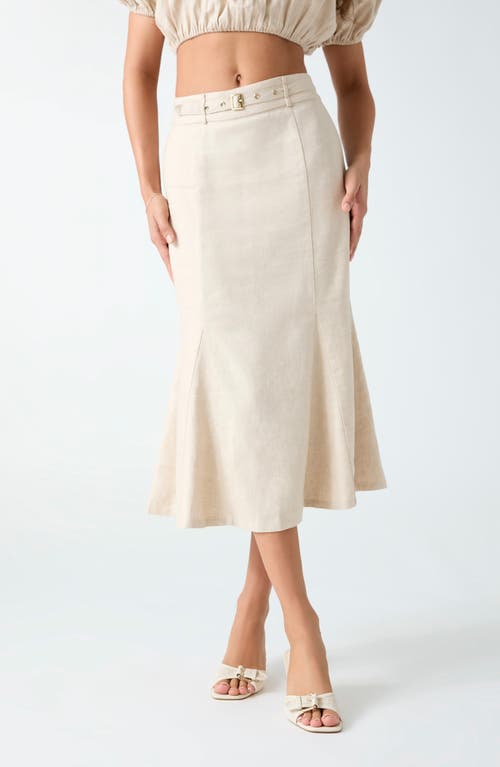 GUESS GUESS Ryan Belted Linen Blend Midi Skirt