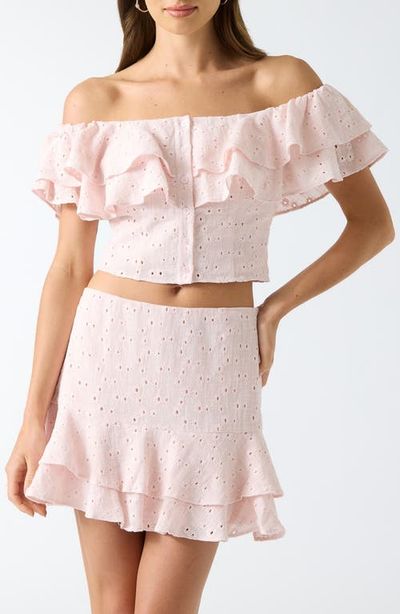 GUESS GUESS Sade Eyelet Off the Shoulder Crop Top