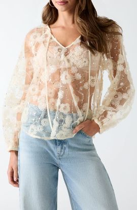 GUESS GUESS Sequin Sheer Top