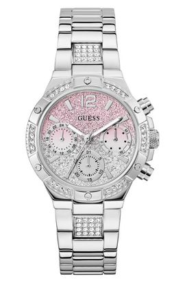 GUESS GUESS Silvertone Multifunction Bracelet Watch, 38mm