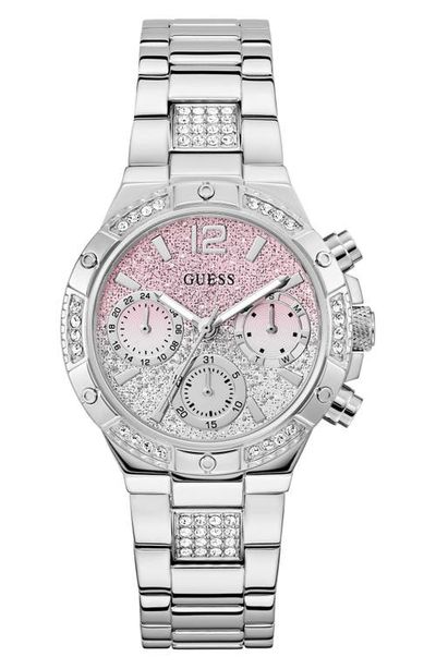 GUESS GUESS Silvertone Multifunction Bracelet Watch, 38mm