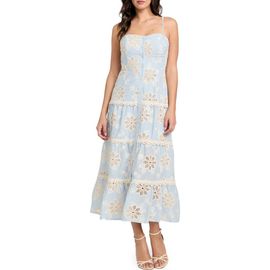 GUESS GUESS Tabitha Floral Embroidered Tiered Cotton Sundress