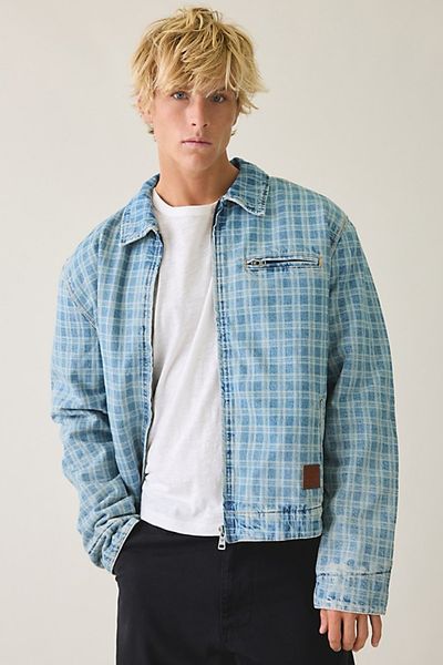 GUESS JEANS GUESS JEANS Detroit Plaid Work Jacket in Lasered Plaid Wash, Men's at Urban Outfitters