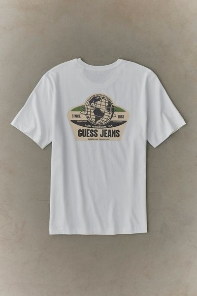 GUESS JEANS GUESS JEANS Globe Logo Graphic Tee in White, Men's at Urban Outfitters