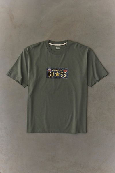 GUESS JEANS GUESS JEANS License Plate Graphic Oversized Tee in Green, Men's at Urban Outfitters
