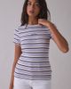 GUESS JEANS GUESS JEANS Star Embroidered Graphic Striped Rib Tee in Blue, Women's at Urban Outfitters - 1