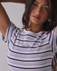 GUESS JEANS GUESS JEANS Star Embroidered Graphic Striped Rib Tee in Blue, Women's at Urban Outfitters - 3