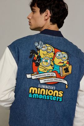 GUESS JEANS GUESS JEANS X Minions Letterman Jacket in Light Blue, Men's at Urban Outfitters