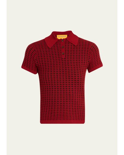 Guest in Residence Cashmere Waffle-Stitched Shrunken Polo Sweater
