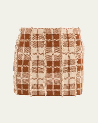 Guest in Residence Fringe Plaid Mini Skirt
