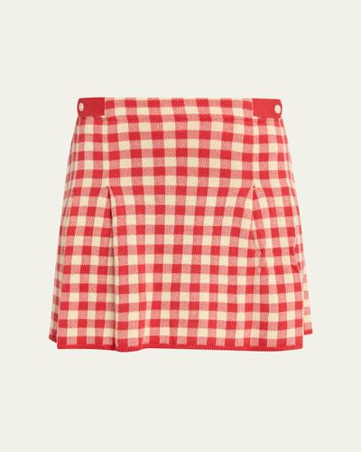 Guest in Residence Gingham Pleated Mini Skirt