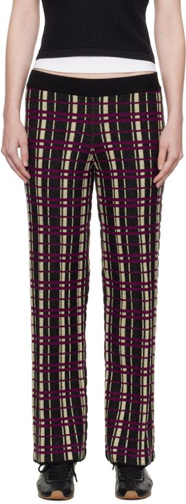 Guest in Residence Guest in Residence Black & Purple Plaid Flare Lounge Pants