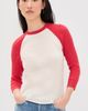 Guest in Residence Guest in Residence Cashmere Baseball Tee Cream/Scarlet - 2