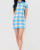 Guest in Residence Guest in Residence Gingham Polo Dress Swimming Pool/Cream - 5