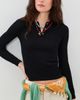 Guest in Residence Guest in Residence Long Sleeve Cashmere Shrunken Polo Black - 2