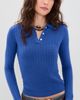 Guest in Residence Guest in Residence Shrunken Waffle Cashmere Knit Polo Reservoir - 2
