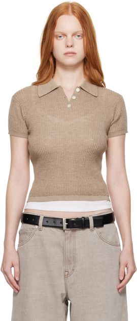 Guest in Residence Guest in Residence Taupe Shrunken Polo