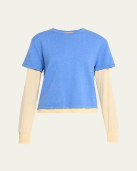 Guest in Residence Layered Cotton-Cashmere Tee