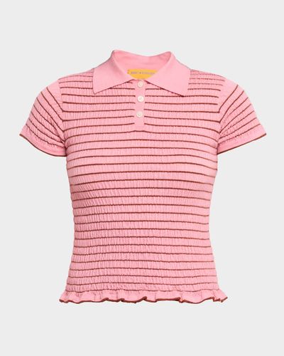 Guest in Residence Smocked Shrunken Striped Polo