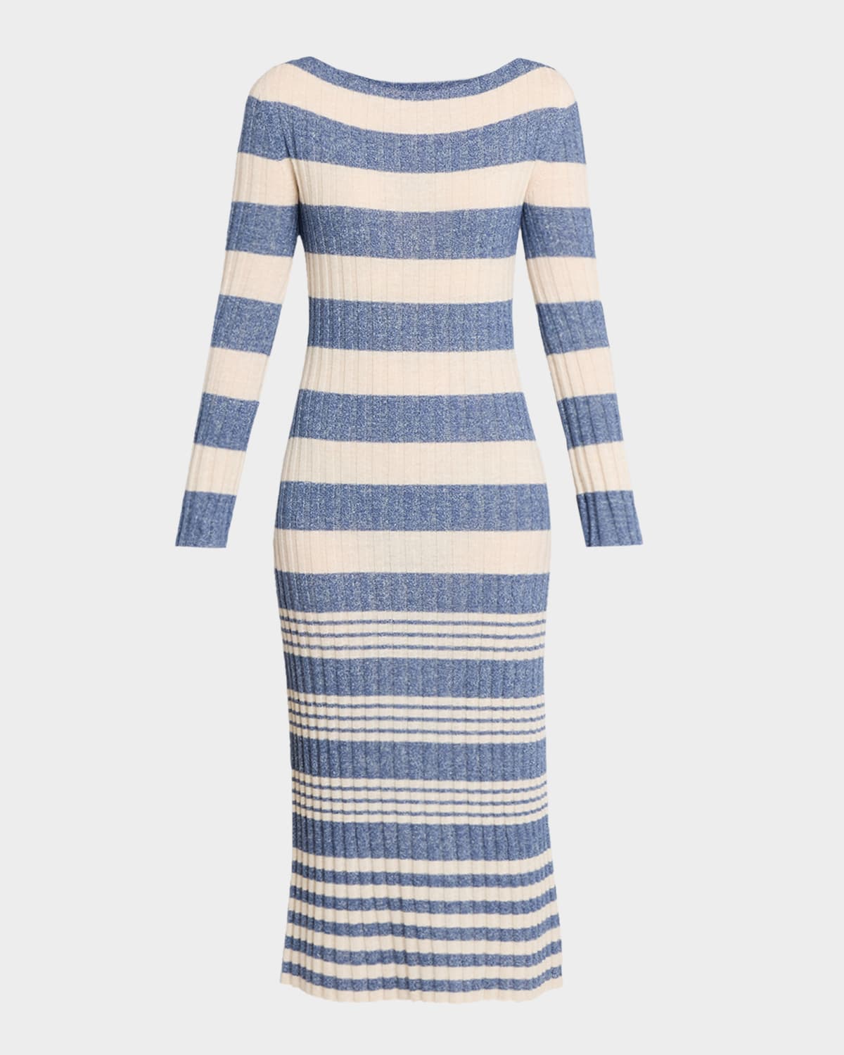 Guest in Residence Striped Rib Cashmere-Linen Midi Dress