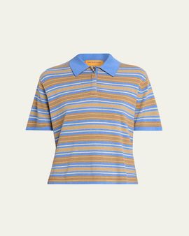 Guest in Residence Striped Short-Sleeve Rugby Polo