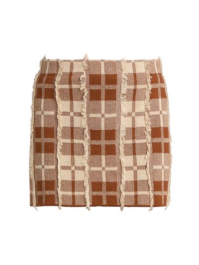 Guest in Residence Women's Fringe Plaid Silk-Linen Miniskirt