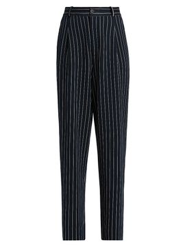 Guest in Residence Women's Pinstriped Cotton-Silk Carpenter Pants