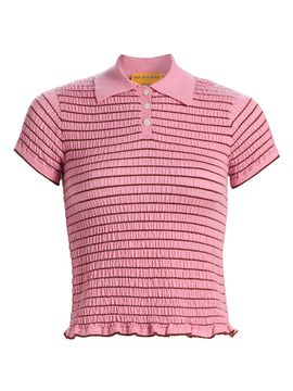 Guest in Residence Women's Smocked Cashmere Polo Top