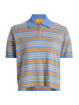 Guest in Residence Women's Striped Cotton-Cashmere Polo Shirt