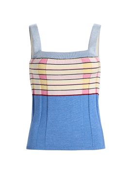 Guest in Residence Women's Striped Silk-Linen Tank
