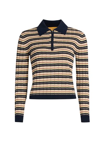 Guest in Residence Women's Striped Silk-Linen Track Polo Shirt